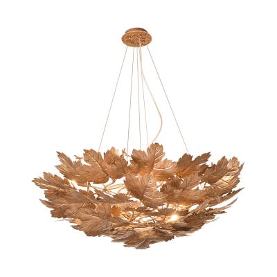 China Art Supplies Maple Leaf Decorative Modern Copper Ceiling Pendant Lamp for sale