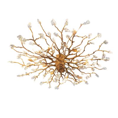 China Modern post-modern all family copper special branch low ceiling lamp bedroom living room crystal crystal lamps for sale