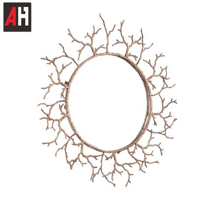 China Brass Decorative Golden Branch Sun Wall Mirror for sale