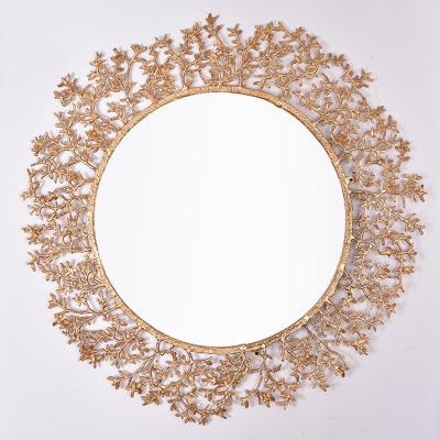 China Contemporary All Wall Hanging Copper Light Luxury Dresser Mirror Large Irregular Glass Branch Mirror for sale