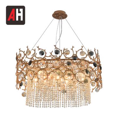 China Modern Gorgeous Decorative Party Living Room Brass Crystal Chandelier Light for sale