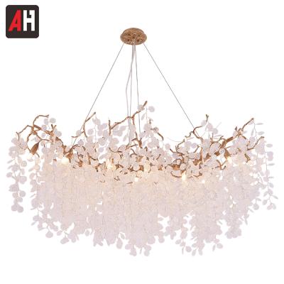 China Indoor Nordic Modern Home Living Room Hanging Lighting Glass Pendant Copper Chandelier for sale