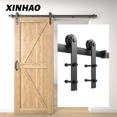 China Waterproof I shape Black Sliding Barn door Hardware System Kit Factory for home barn door for sale