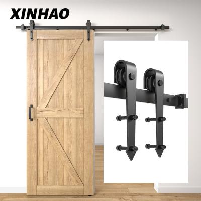 China Waterproof Arrow Shape for Home DIY Black Antique Roller Kits for Sliding Barn door Hardware System Supplier for sale