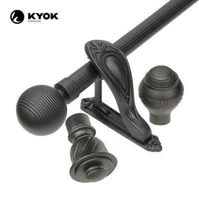 China KYOK Luxury Curtain Rod Brackets Changing Room Curtain Rod Finials Transitional Medium Round Curtain Strip for sale