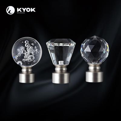 China KYOK 2022 fashion crystal ball rustic curtain rod,acrylic curtain rod with acrylic finial,glass finials for curtain rod for sale