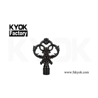 China Eco-Friendly KYOK Nigeria Curtain Finials For Good Black Window Iron Curtain Rod Cap Best Sales Modern Price Curtain Rods Rod Head M913 for sale