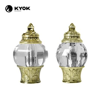 China Art Decor KYOK rose decorative glass curtain rod finials in gold for sale