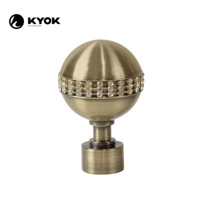 China New Design Art Decor KYOK Black Iron Finials glod curtain rod finials antique brass metal for sale