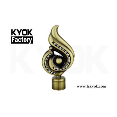 China Durable Curtain Rod Finials Rose Metal Iron in KYOK Light Fixtures Outdoor Curtain Accessories with Crystal for Hoom Decoration for sale