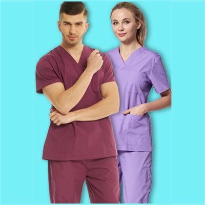 China FUJU Medical Hospital V-Neck Short Sleeve Scrub Unisex Set for sale