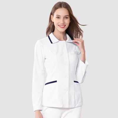 China Hospital Hospital Use Uniform Collar Down Nursing Uniform Nurse Coat No Pants Long Sleeve Custom Lab Coat for sale