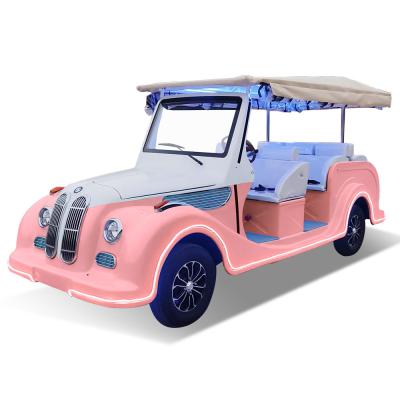 China 8 Seats Classic Golf Cart Steel Frame Iron Shell Stamping Body 5kw 48V*150AH  Pink Color Battery Operated for sale