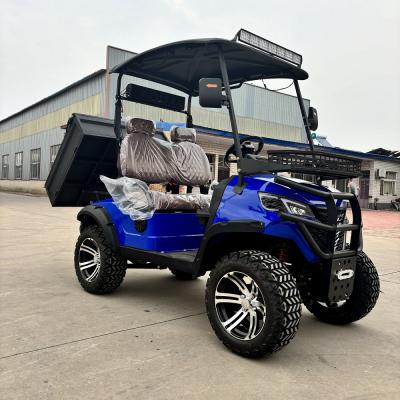 China Sapphire Blue Two-Seater Electric Golf Cart With Tippable Bucket, High Horsepower, Customizable Color And LOGO for sale