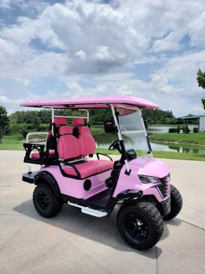 China 2+2-Seater Luxury Pink Electric Golf Cart With High Horsepower 14-Inch Off-Road Tires Lithium Battery for sale