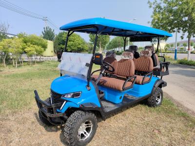 China Blue Six-Seater Electric Off-Road Luxury Golf Cart Lithium Battery Equipped With 14-Inch Off-Road Tires for sale