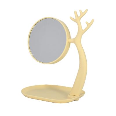 China Minimalist Simple Shape Antler Mirror Round Makeup Mirror Makeup Mirror for sale