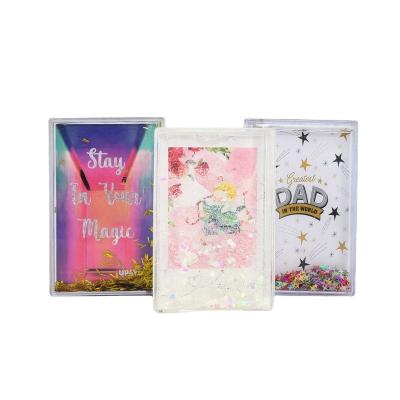 China AS Factory Custom Acrylic Water Snow Globe Picture Frame Mini Acrylic Glitter Liquid Photo Frame for sale