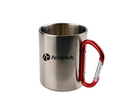 China Customized Viable Wholesale Customized Sublimation Stainless Steel Carabiner Handle High Quality Coffee 300ml Water Tea Outdoor Mug for sale