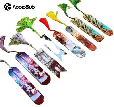 China Creative Gift Direct Sublimation Ornamental Book Office School Blank Heat Press Dye Heat Press Aluminum Factory DIY Bookmark for sale