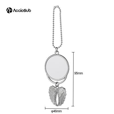 China Empty Guardian Angel Rearview Mirror Stainless Steel Angel Wings Frame Home Wholesale Exquisite Sublimation Photo Festival Decoration Ornaments for sale