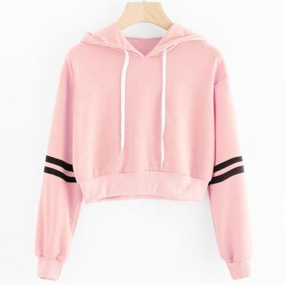 China Wholesale DIY 100 Polyester Breathable Custom Print Women's Casual Long Sleeve Pullover Hoodies Crop Tops Sweatshirt For Sublimation Blank for sale