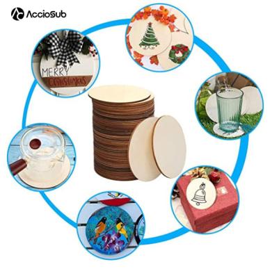 China Best Viable Price MDF Sublimation Masks Mug Coaster For Tableware Decoration DIY Sublimation Blank Wooden Coaster for sale