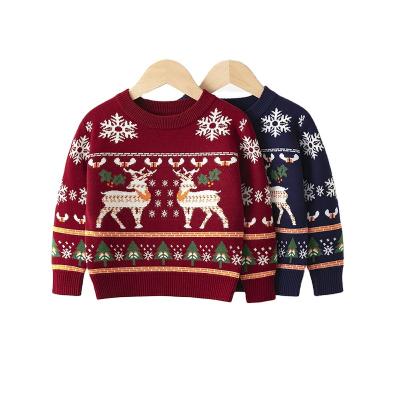 China Anti-wrinkle autumn and winter children's clothing with Christmas patterns boys and girls pullovers sweater for sale