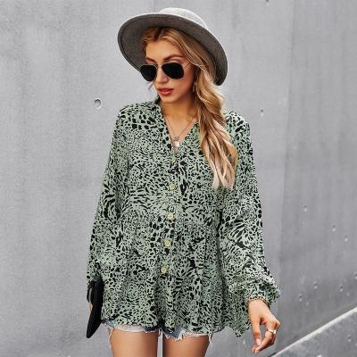 China High Quality Anti-pilling New Design Fancy Floral Print Lower Price Blouse Ladies Shirts for sale