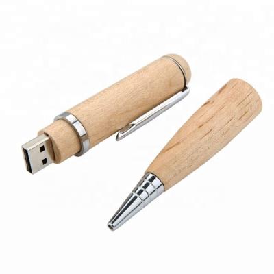 China Wholesale Customized Classic Wooden Logo Ballpoint Pen Usb Drive Pendrive Wooden Flash Stick Pen Drive for sale