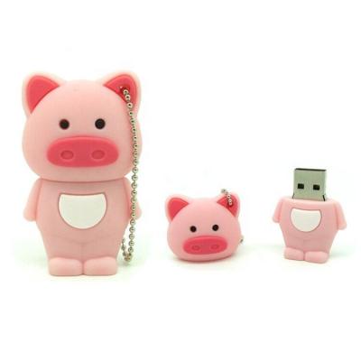 China PVC Cartoon Pig Design Soft Rubber USB Flash Drive USB Memory Stick Pen Drive 64gb for sale