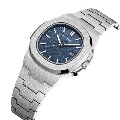 China Auto Date Business Special Hot Selling Watch Frosted Case Blue Dial Fashion Quartz Wrist Watch Frosted Matte Casual Watches for sale