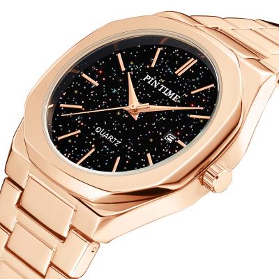 China China OEM/ODM Automatic Design Date Rose Gold Star Dust Dial Luxury Custom Watches Wholesale Fashion Watches For Men for sale