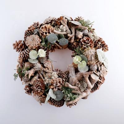 China Pine Cone Christmas Wreath Door Christmas Wreath Target Christmas Wood Wreaths Led 60cm for sale