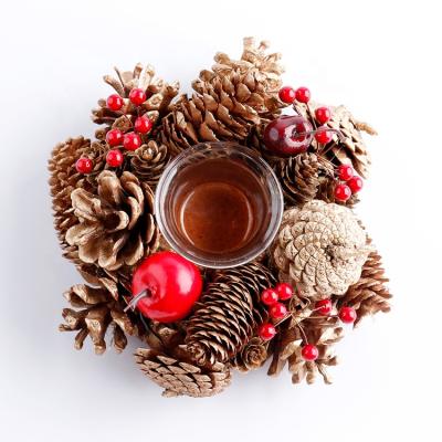 China Pine Cones Good Quality Factory Directly Christmas Candle Decorations Candle Holder for sale