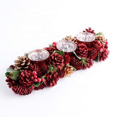 China Religious Activities Factory Christmas Candle Holder Pine Cone Braid With Customized Size Good After-sale Service for sale