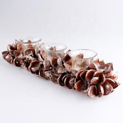 China Home Decoration Bulk Original Plant Package Chestnut Christmas Candle Holder For Home Decoration for sale