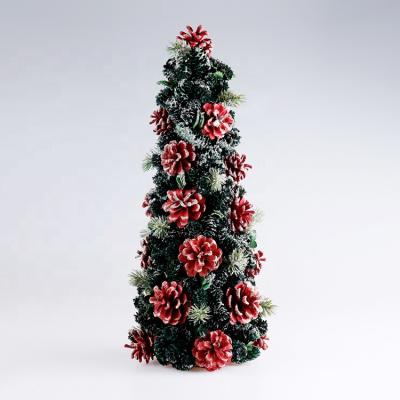 China Pine Cones China Manufacture Green Pine Cones Wooden LED Christmas Tree Light For Home Decoration for sale