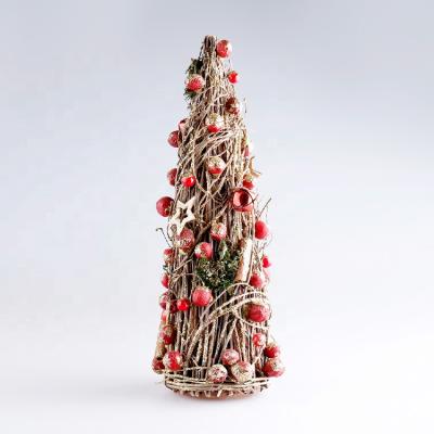 China Wholesale Natural Branch Plant Outdoor Christmas Tree Lights Red Berries Natural Branch Mini Tree for sale