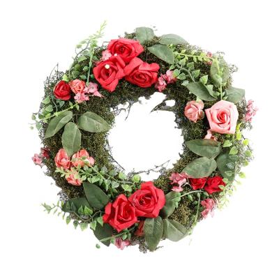 China artificial leaves & Flower Factory Direct High Quality Christmas Flower Garland Wreath Holiday Santa Wreaths For Front Door for sale