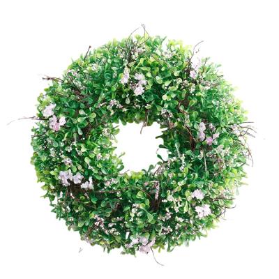 China artificial leaves & Manufacturer Supplier Garland Boxwood Wreath Elegant Flower Plant Door Braid for All Seasons for sale