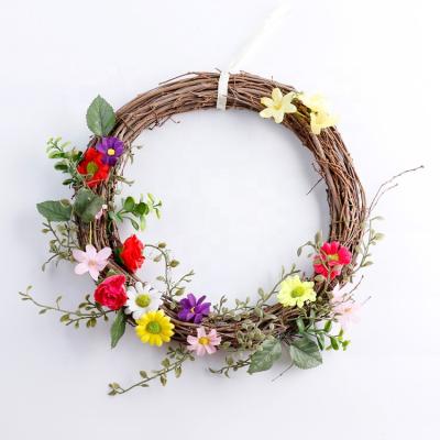 China New Spring Design Felt Flower Wreath Decorative Flowers Braids Artificial Flower Wreath Door QDL200817 for sale