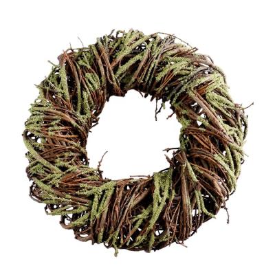 China Wholesale Simple Natural Branch Halloween Christmas Braids Natural Wood Branch Moss Wreaths 12inch for sale