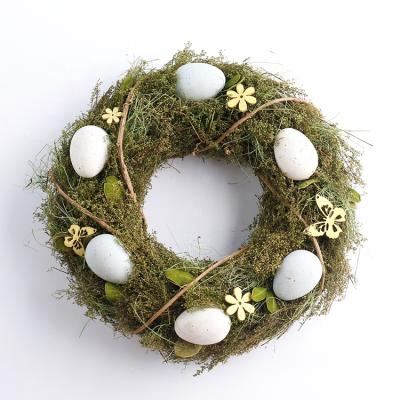 China Good Quality Natural Branch Plant Directly Spring Easter Accessories Egg Braids Handmade Rabbit Door Wreath for sale