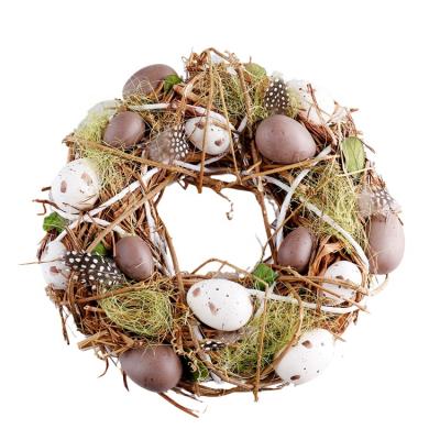 China Artificial Eggs Easter 2021 Decorative Egg Garlands Grass Feather Green Natural Vine Garland Holiday Decorations for sale