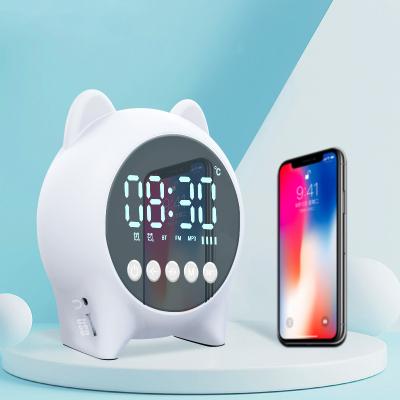 China Wireless Hot Selling Cute Bear Mirror Clock Speaker and Popular Mini Stereo Wireless Speaker for sale