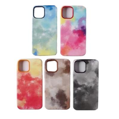 China 2022 Hot Sale Colorful Watercolor Leather Case Shockproof For iPhone 13 12 11 Pro Max Magsafes Case Cover Magnetic for sale