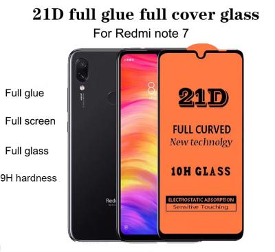 China Micas De Para Full Glue 21D Tempered Glass Screen Protector Crystal Celular Protector For Redmi Note 7 for sale