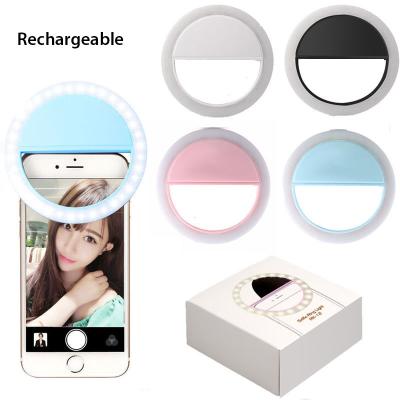 China Selfie Support Portable USB Rechargeable Led Selfie Ring Light For Mobile Phone Universal for sale