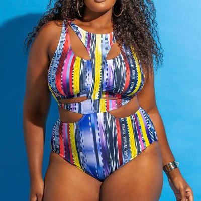 China One Piece Breathable All Over Special Print Plus Size Swimwear For Fat Women for sale